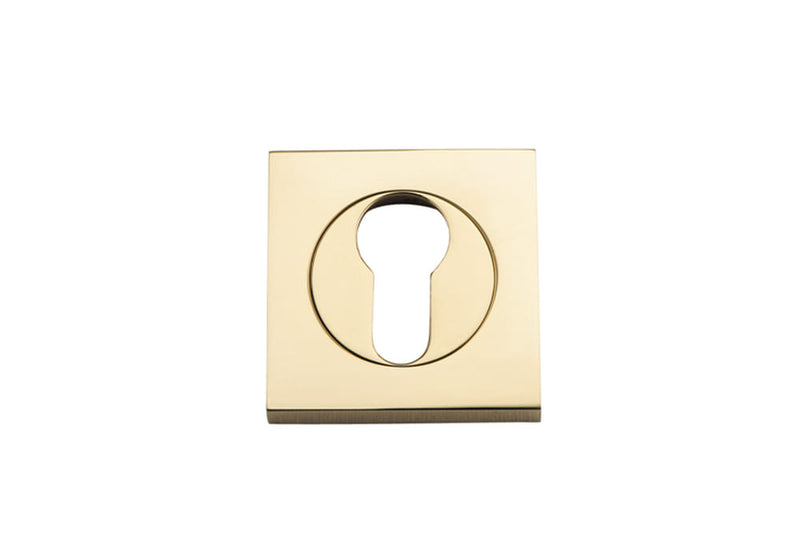 Escutcheon Euro Concealed Fix Square Pair Polished Brass