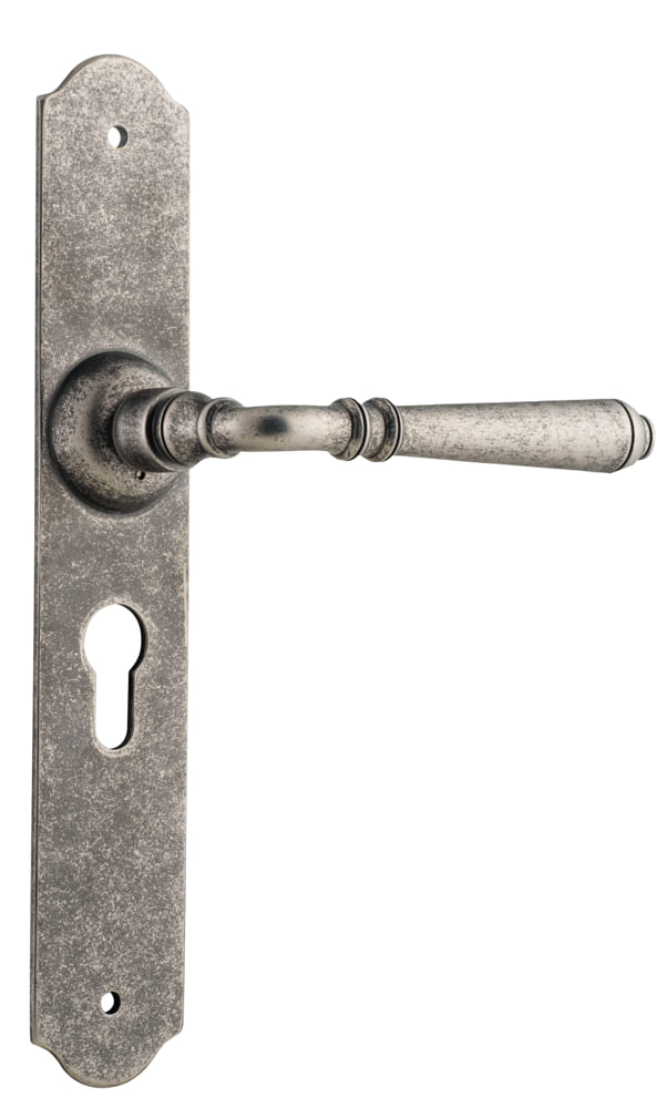 Door Lever Reims Euro Pair Rumbled Nickel
