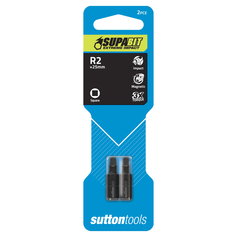 Driver Bit Impact SQ2x25mm Card Sutton