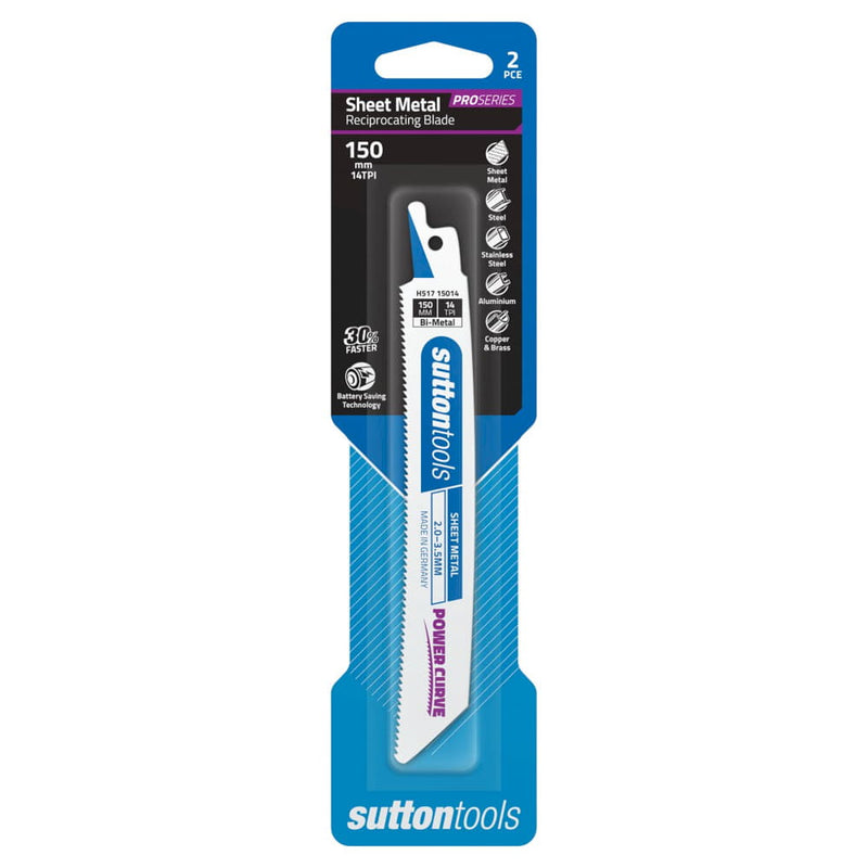 Recip  Blade 150x19mm 14TPI Curved 2pk Sutton