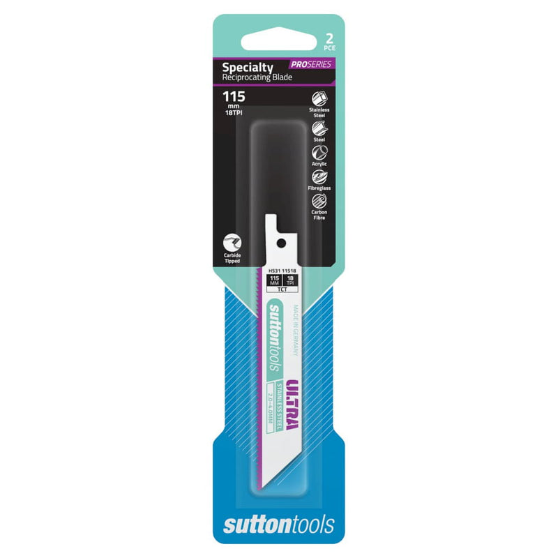 Recip Blade 115x19mm 18TPI 2pk Sutton