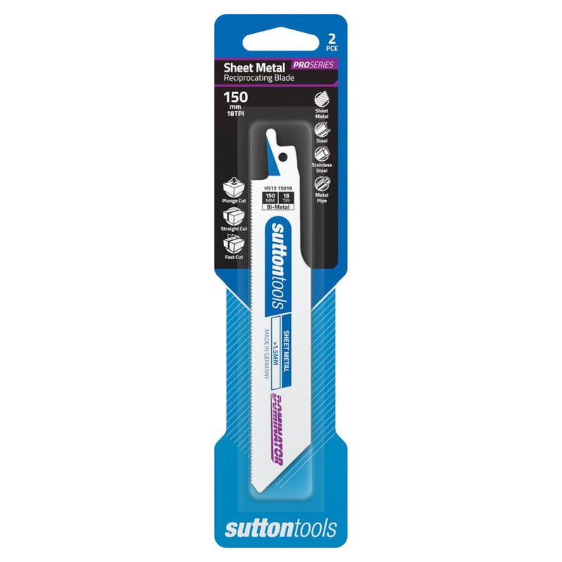 Recip Blade 150x25mm 18TPI 2pk Sutton