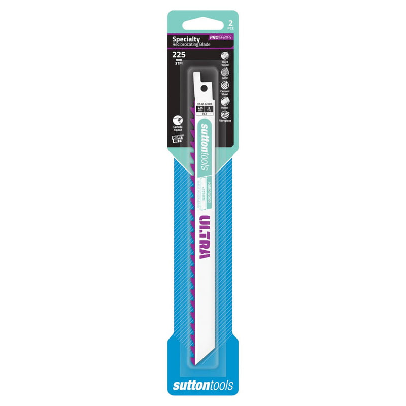 Recip Blade 225x19mm 3TPI 2pk Sutton