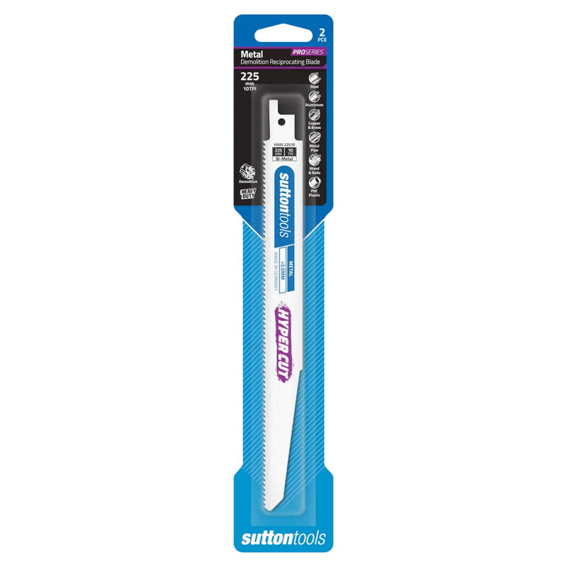 Recip Blade 225x22mm 10TPI 2pk Sutton