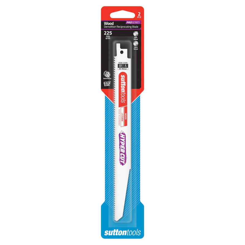 Recip Blade 225x22mm 6TPI 2pk Sutton