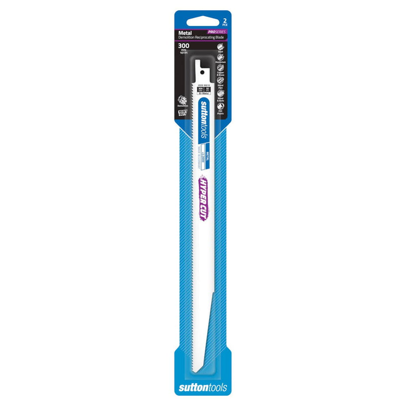 Recip Blade 300x22mm 10TPI 2pk Sutton