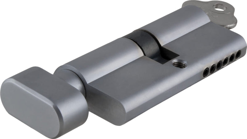 ** N/A - Limited Stock** Euro Cylinder Key Thumb 6 Pin Satin Chrome 70mm