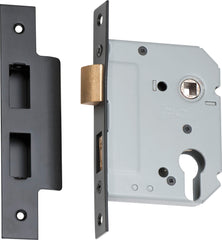 Mortice Lock Euro Matt Black CTC47.5mm Backset 57mm