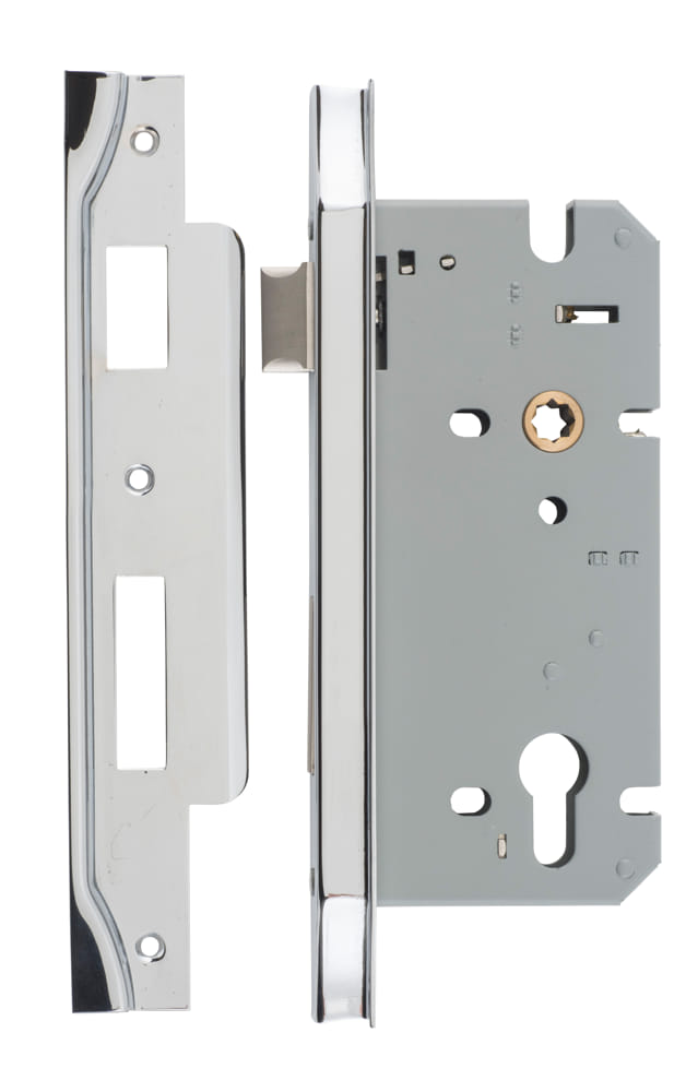 Mortice Lock Euro Rebated Polished Chrome CTC85mm Backset 60mm