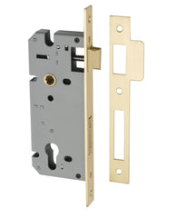 Mortice Lock Euro Brushed Gold PVD CTC85mm Backset 45mm