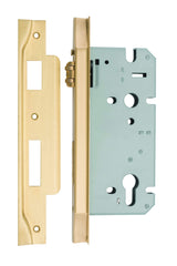 Mortice Lock Roller Euro Rebated Brushed Gold PVD CTC85mm Backset 60mm