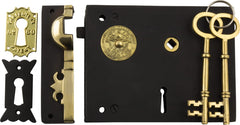 Rim Lock Carpenters Right Hand Unlacquered Brass Antique Finish