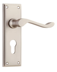 Door Lever Camden Euro Pair Satin Nickel
