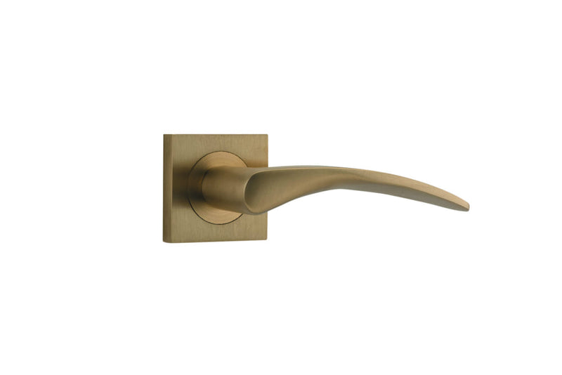 Door Lever Oxford Square Rose Brushed Brass
