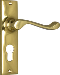 Door Lever Fremantle Euro Pair Polished Brass