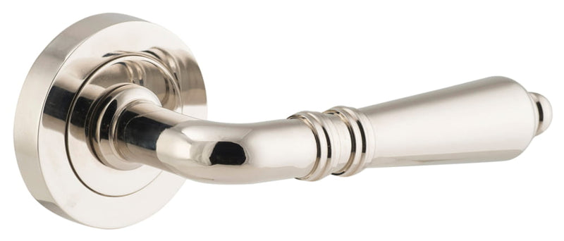 Door Lever Sarlat Round Rose Polished Nickel