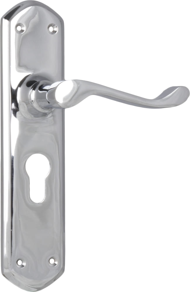 Door Lever Windsor Euro Pair Chrome Plated