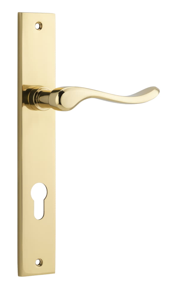 Door Lever Stirling Rectangular Euro Pair Polished Brass