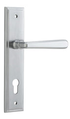Door Lever Copenhagen Stepped Euro Pair Brushed Chrome