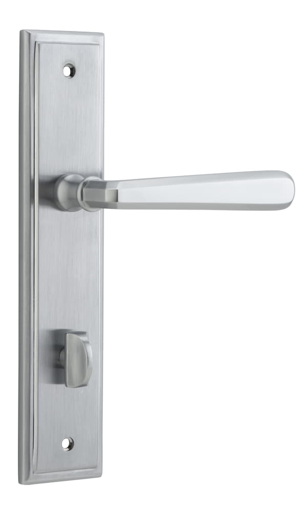 Door Lever Copenhagen Stepped Privacy Pair Brushed Chrome