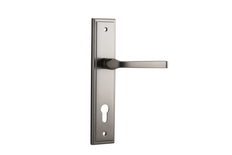 Door Lever Annecy Stepped Euro Satin Nickel