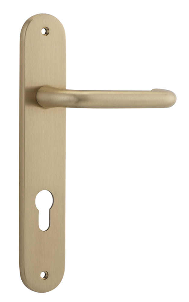 Door Lever Oslo Oval Euro Brushed Brass