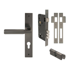 Lumina Plain Lever Longplate Entrance Set CTC85 K/T Graphite Nickel