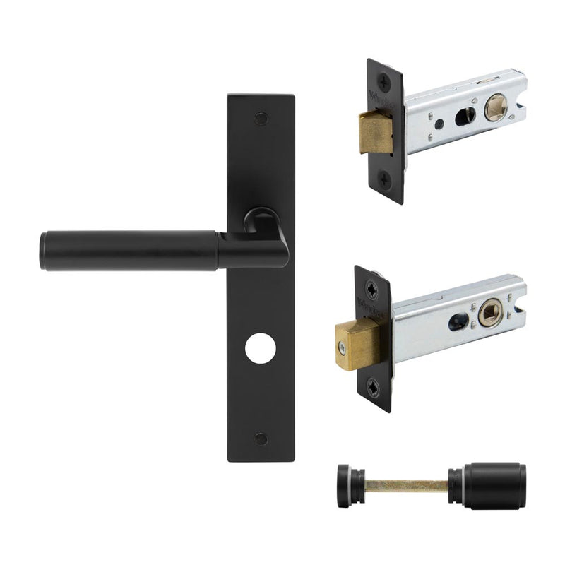 Lumina Plain Lever Longplate Privacy Set Matt Black