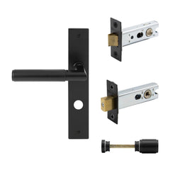 Lumina Plain Lever Longplate Privacy Set Matt Black