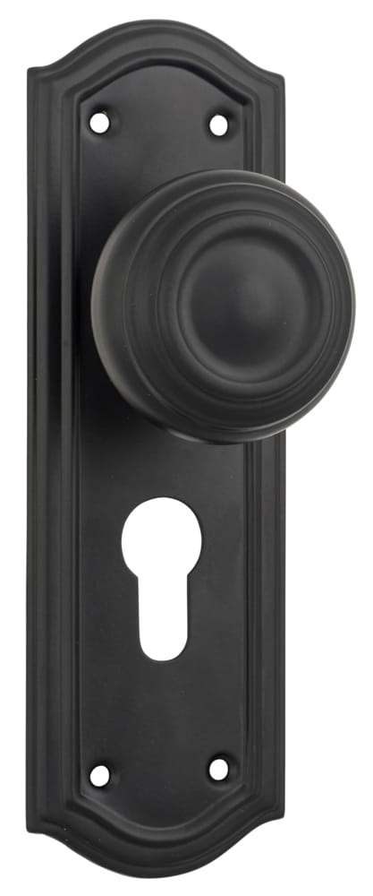 Door Knob Kensington Euro Pair Matt Black