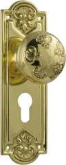 Door Knob Nouveau Euro Pair Polished Brass