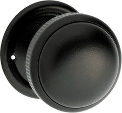 Door Knob Milled Edge Round Rose Pair Matt Black 45mm