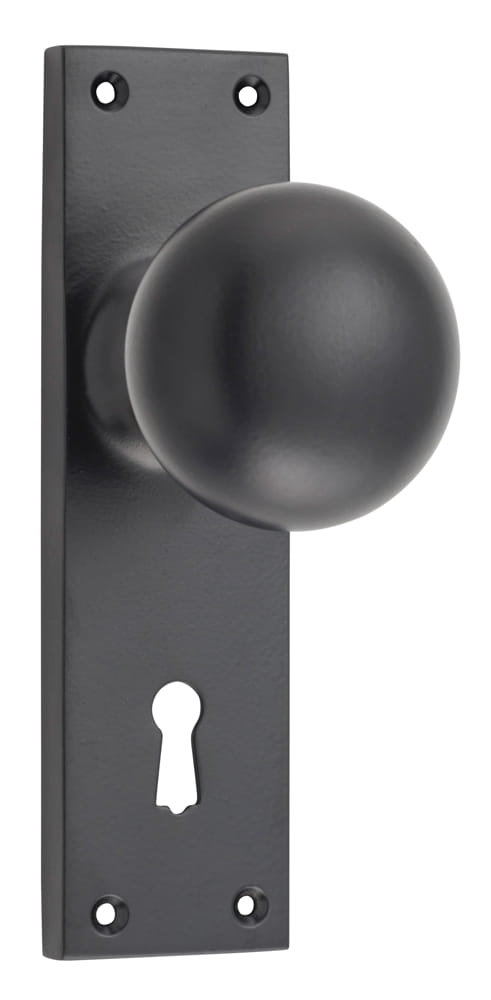 Door Knob Victorian Lock Pair Matt Black