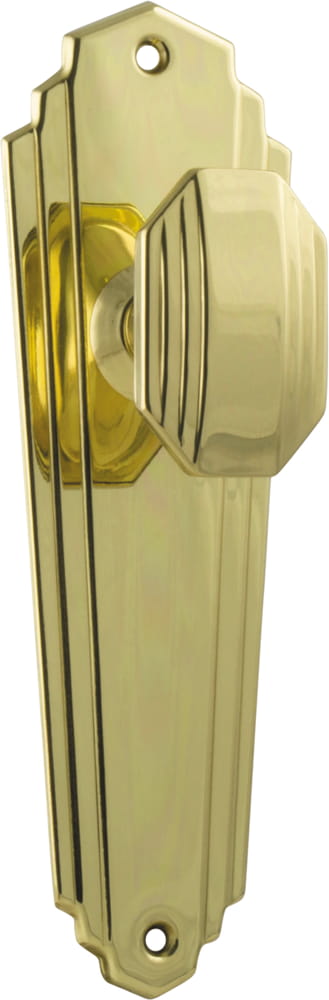Door Knob Elwood Art Deco Latch Pair Polished Brass