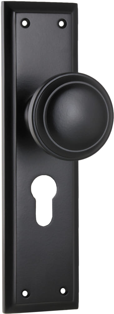 Door Knob Milton Euro Pair Matt Black