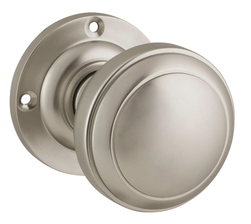 Door Knob Milton Round Rose Pair Satin Nickel