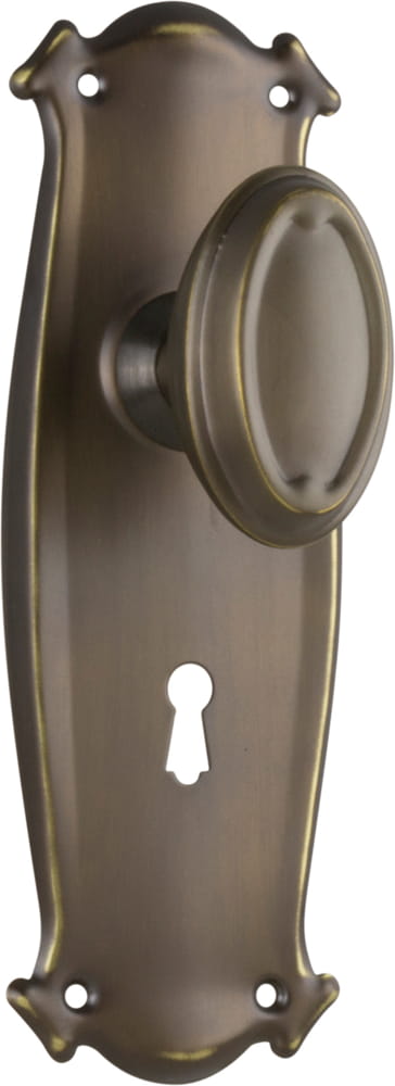 Door Knob Bungalow Lock Pair Antique Brass
