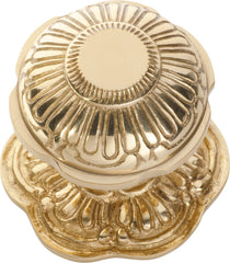 Centre Door Knob Ornate Polished Brass