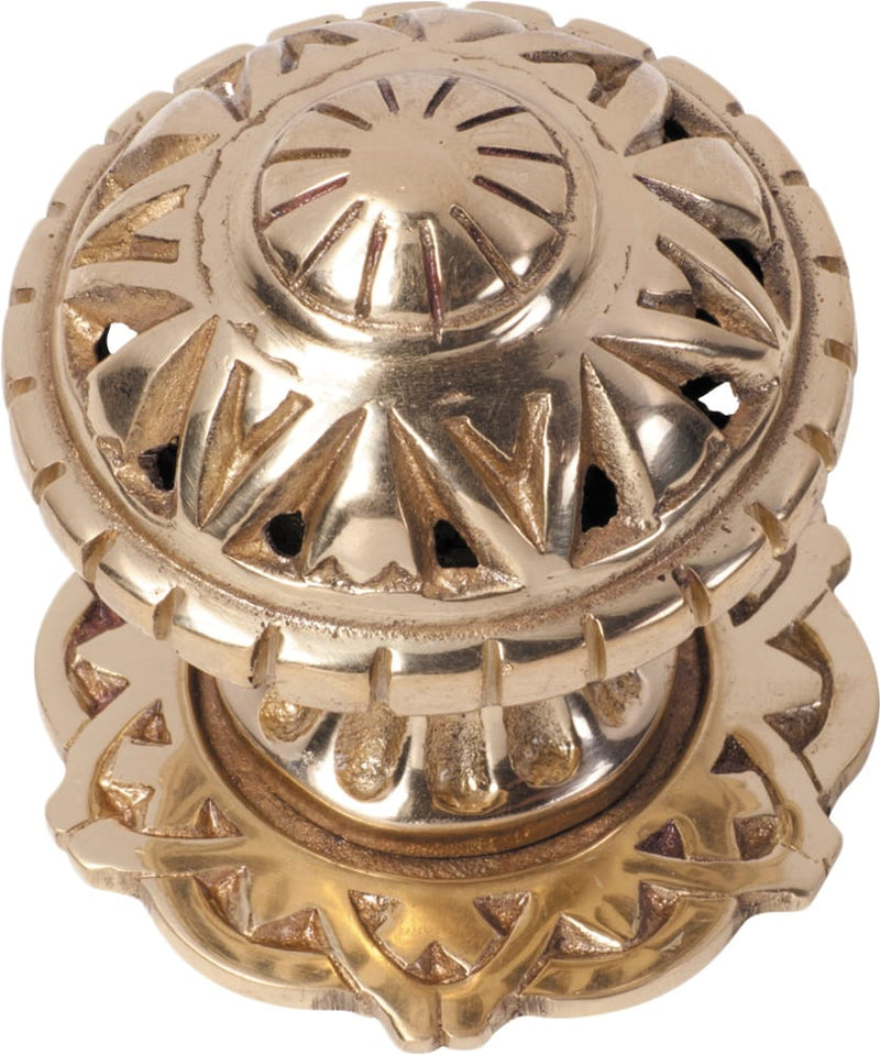 Centre Door Knob Filigree Polished Brass