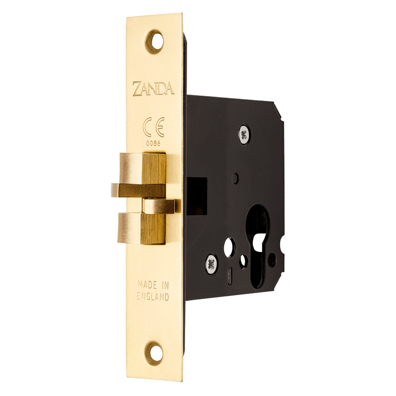 Zanda Sliding Mortice Lock Euro Satin Brass Claw Type 57mm