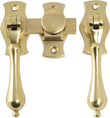 French Door Fastener Teardrop Polished Brass