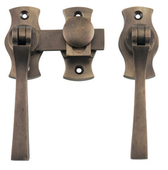 French Door Fastener Square Antique Brass