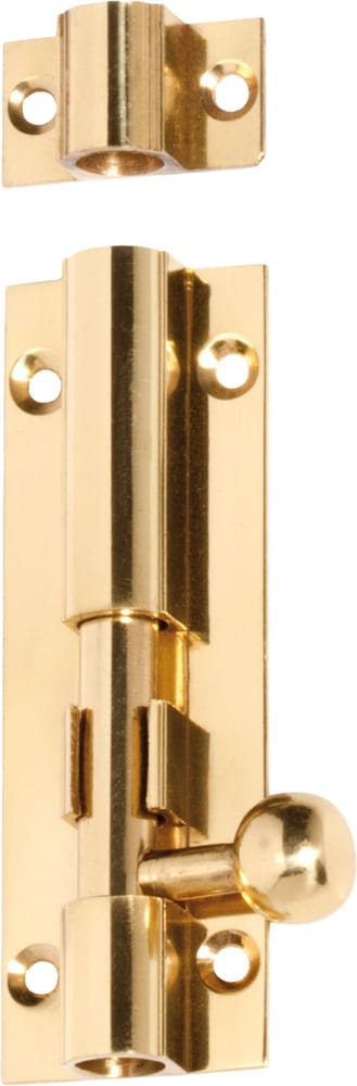 Barrel Bolt Polished Brass 75mm