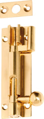 Barrel Bolt Offset Polished Brass 75mm
