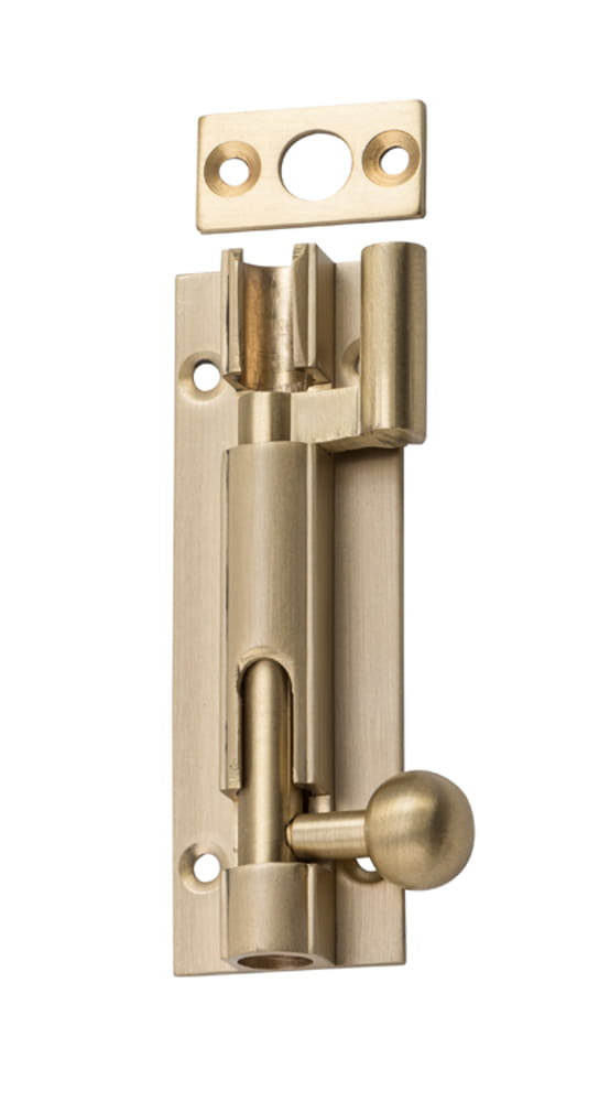 Barrel Bolt Offset Satin Brass 75mm