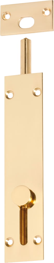 Barrel Bolt Reverse Polished Brass 150mm
