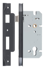 Mortice Lock Euro Rebated Matt Black CTC85mm Backset 60mm