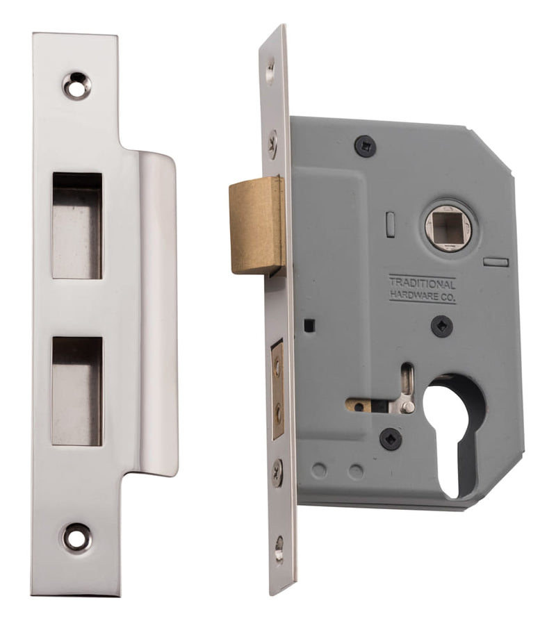 Mortice Lock Euro Polished Nickel CTC47.5mm Backset 46mm
