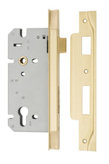 Mortice Lock Euro Rebated Brushed Gold PVD CTC85mm Backset 60mm