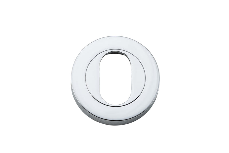 Escutcheon Oval Round Pair Polished Chrome